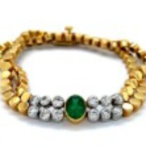 18K Tiffany & Co. 1.75 Carat Emerald Diamond  Bracelet